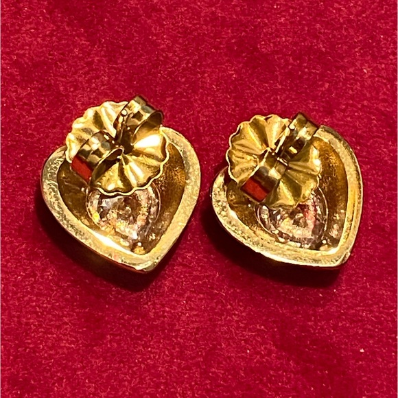 18k Gold Plated Black Enamel & CZ Studs - Picture 2 of 3